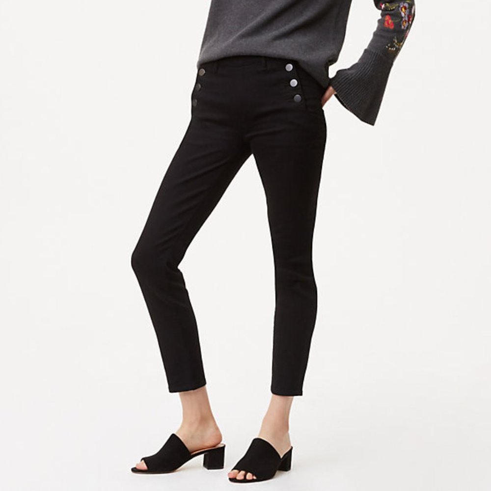 LOFT | Petite Modern Sailor Skinny Jeans In Black